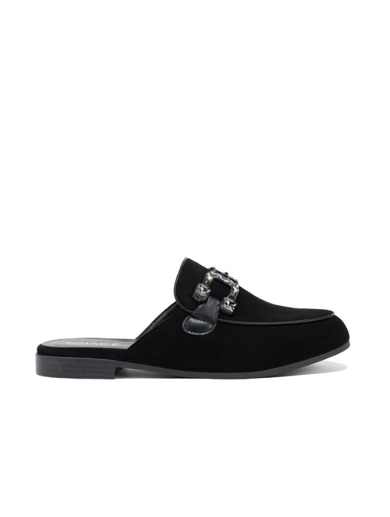 Mules plates à boucle